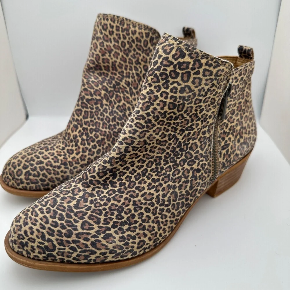 Lucky Brand Leather Cheetah Print Booties Size 9.5